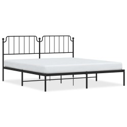 Cadre de lit métal sans matelas avec tête de lit noir 183x213cm 