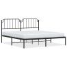Cadre de lit métal sans matelas avec tête de lit noir 183x213cm 