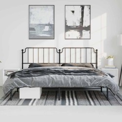 Cadre de lit métal sans matelas avec tête de lit noir 183x213cm 