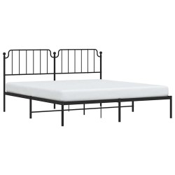 Cadre de lit métal sans matelas avec tête de lit noir 183x213cm 