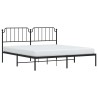 Cadre de lit métal sans matelas avec tête de lit noir 183x213cm 