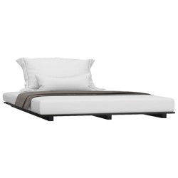 Cadre de lit sans matelas noir 140x190 cm bois de pin massif 