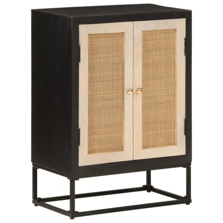 Buffet noir 55x30x76 cm bois massif de manguier et fer 