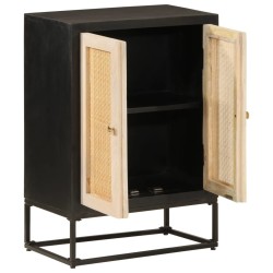 Buffet noir 55x30x76 cm bois massif de manguier et fer 