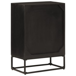 Buffet noir 55x30x76 cm bois massif de manguier et fer 