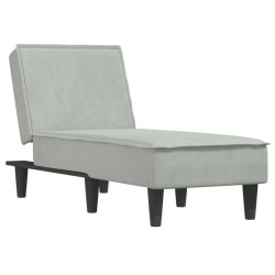 Chaise longue gris clair velours 
