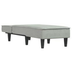 Chaise longue gris clair velours 