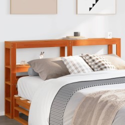 Tête de lit avec étagères marron cire 140 cm bois massif de pin 