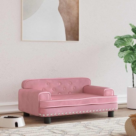 Lit pour chien rose 70x45x30 cm velours 