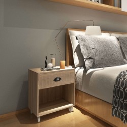 Table de chevet marron bois massif 
