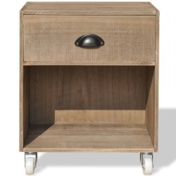 Table de chevet marron bois massif 