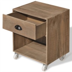 Table de chevet marron bois massif 