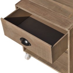 Table de chevet marron bois massif 