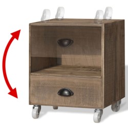 Table de chevet marron bois massif 