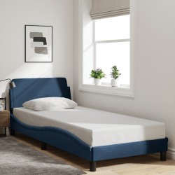 Cadre de lit avec tête de lit sans matelas bleu 80x200 cm tissu 