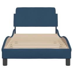 Cadre de lit avec tête de lit sans matelas bleu 80x200 cm tissu 