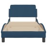 Cadre de lit avec tête de lit sans matelas bleu 80x200 cm tissu 
