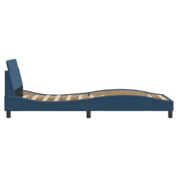 Cadre de lit avec tête de lit sans matelas bleu 80x200 cm tissu 