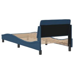 Cadre de lit avec tête de lit sans matelas bleu 80x200 cm tissu 