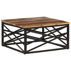 Table basse 68x68x35 cm Bois de récupération massif 