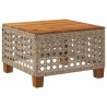 Table de jardin beige 55x55x36 cm résine tressée et bois acacia 
