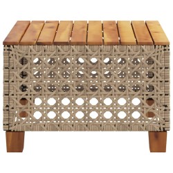 Table de jardin beige 55x55x36 cm résine tressée et bois acacia 