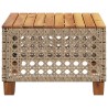 Table de jardin beige 55x55x36 cm résine tressée et bois acacia 