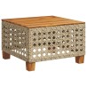 Table de jardin beige 55x55x36 cm résine tressée et bois acacia 