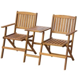 Banc de jardin pliant et table à thé 140cm Bois d'acacia solide 