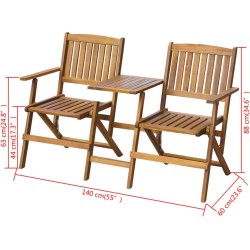 Banc de jardin pliant et table à thé 140cm Bois d'acacia solide 