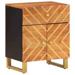 Table de chevet marron et noir 50x33x60 cm bois manguier solide 