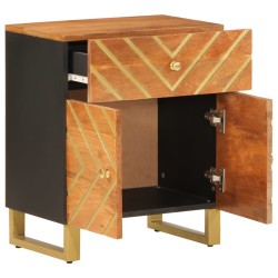 Table de chevet marron et noir 50x33x60 cm bois manguier solide 