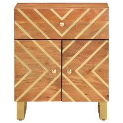 Table de chevet marron et noir 50x33x60 cm bois manguier solide 