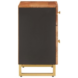 Table de chevet marron et noir 50x33x60 cm bois manguier solide 