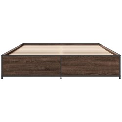 Cadre de lit sans matelas chêne marron 135x190 cm 