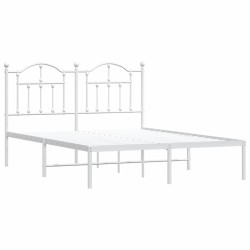 Cadre de lit métal sans matelas et tête de lit blanc 150x200 cm 