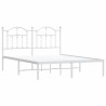 Cadre de lit métal sans matelas et tête de lit blanc 150x200 cm 