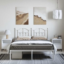 Cadre de lit métal sans matelas et tête de lit blanc 150x200 cm 