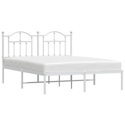 Cadre de lit métal sans matelas et tête de lit blanc 150x200 cm 