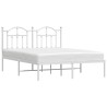 Cadre de lit métal sans matelas et tête de lit blanc 150x200 cm 