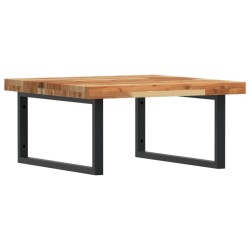 Étagère de vasque murale acier et bois massif d'acacia 