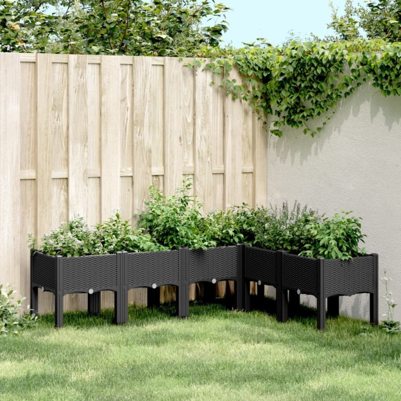 Jardinière avec pieds noir 160x120x42 cm PP Jardinière avec pieds noir 160x120x42 cm PP