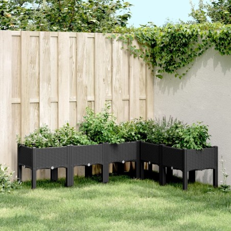 Jardinière avec pieds noir 160x120x42 cm PP 