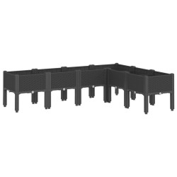Jardinière avec pieds noir 160x120x42 cm PP 