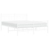 Cadre de lit métal sans matelas et pied de lit blanc 150x200 cm 