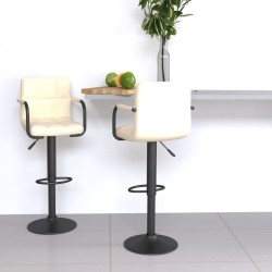 Tabourets de bar lot de 2 crème tissu 