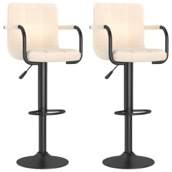 Tabourets de bar lot de 2 crème tissu 