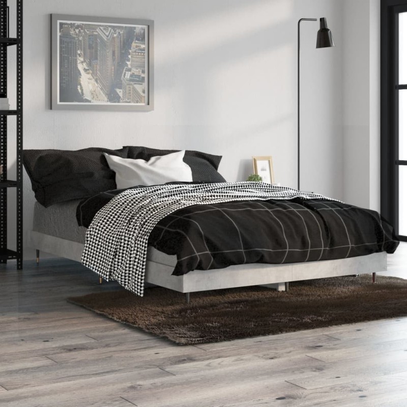 Cadre de lit sans matelas gris béton 120x190 cm 