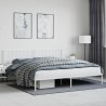 Cadre de lit métal sans matelas et tête de lit blanc 200x200 cm 