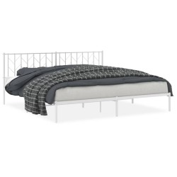 Cadre de lit métal sans matelas et tête de lit blanc 200x200 cm 